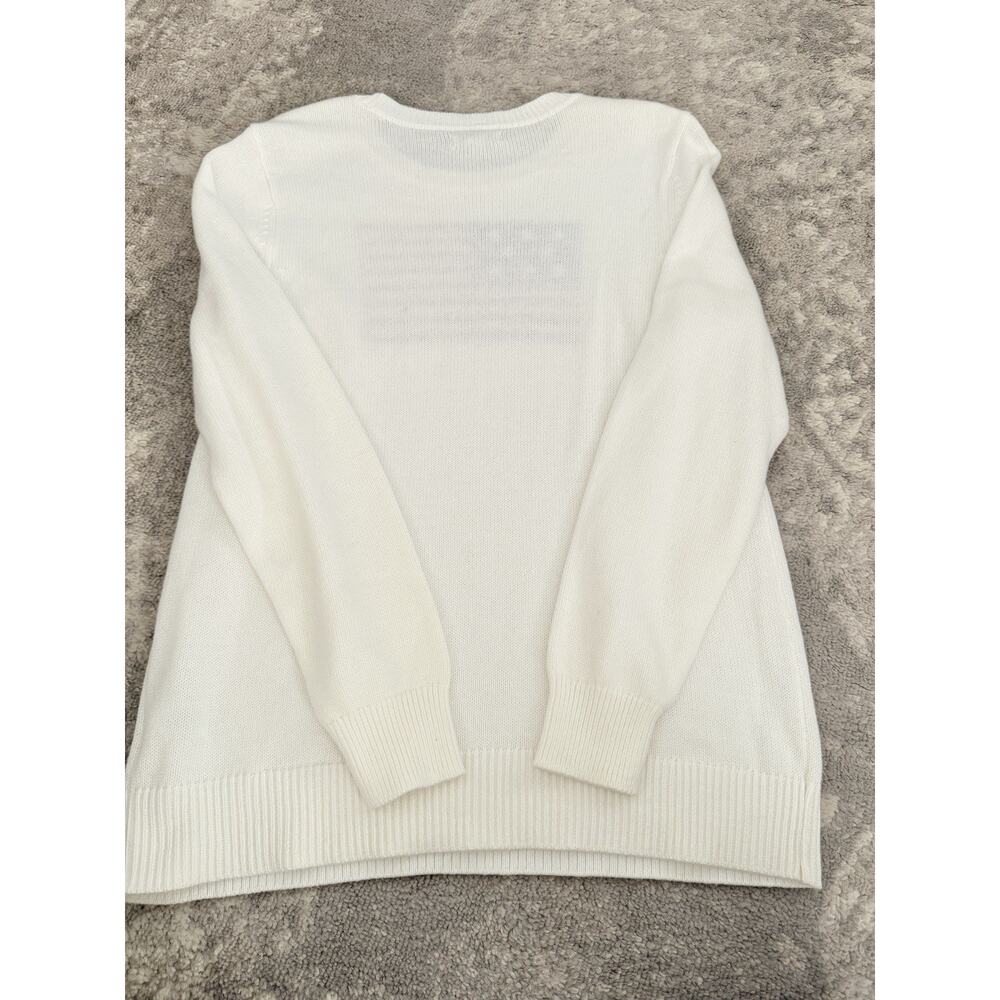 White Sweater with USA Flag America Preppy Women's Large Croft & Barrow - Picture 6 of 8